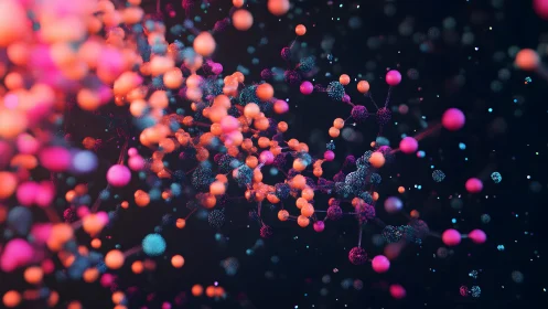 Vibrant Molecular Structure in Digital Abstract Art Style.