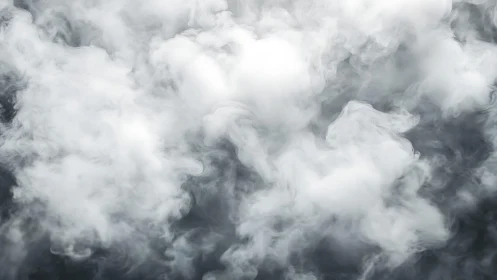 Dense White Smoke Swirling on Dark Background, Atmospheric Style.
