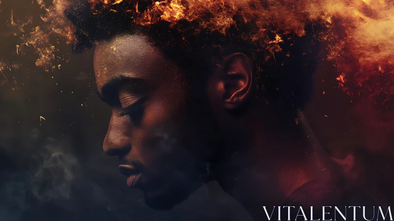 Ember-Crowned Dreamer in Smoky Twilight Reverie.