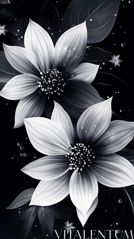 Luminescent Flowers Bloom Against Cosmic Darkness.