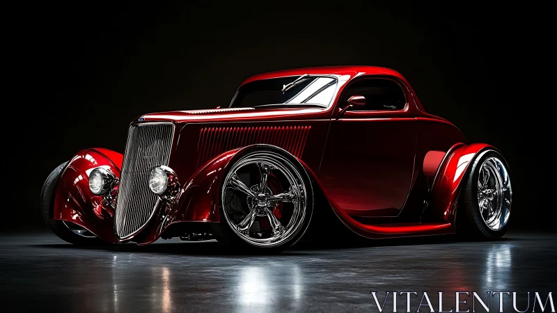 Candy-apple hot rod prowls the spotlight in mirror-bright chrome