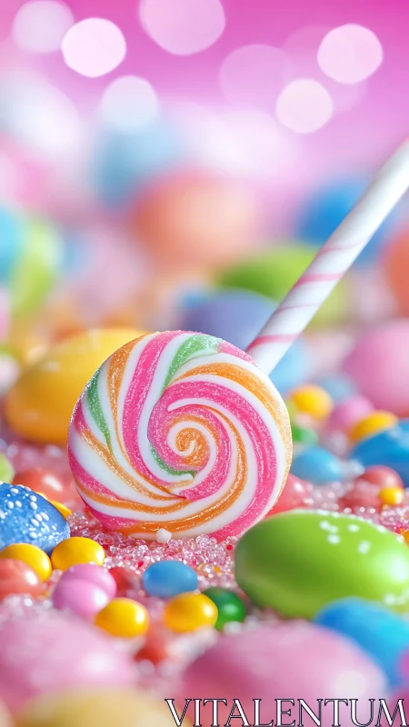 Whimsical Candy Wonderland with Rainbow Lollipop