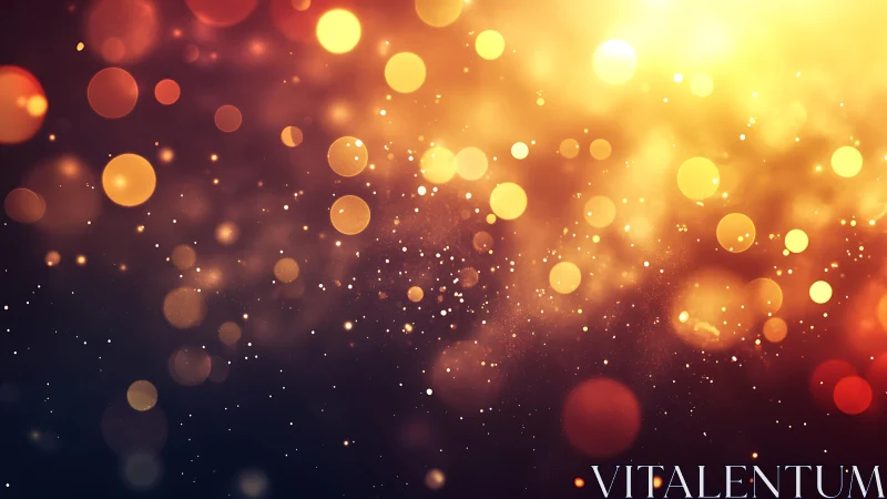 Warm golden bokeh lights on dark background, abstract festive style.