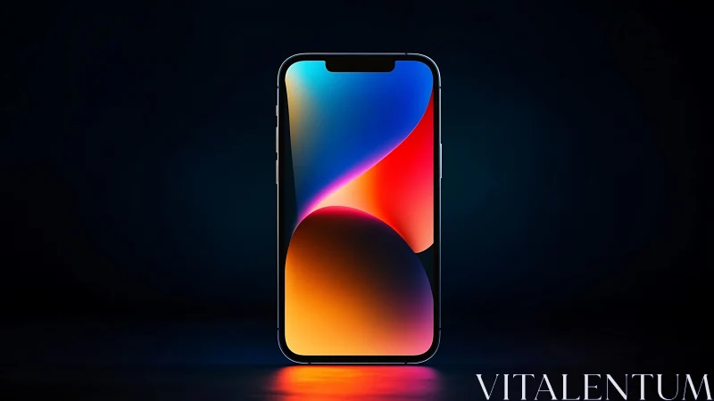 Modern Smartphone with Vibrant Gradient Wallpaper Display