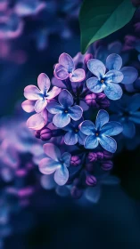 Luminescent Blue Flowers Blooming in Twilight.