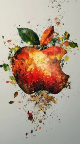 Color-splashed apple silhouette bursting with playful energy.