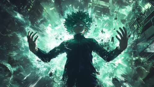 Shock eyed hero detonates a neon storm of chaotic power