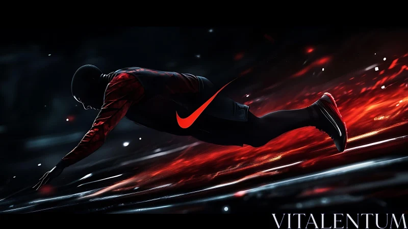 Electric runner slices through glowing night with fierce speed