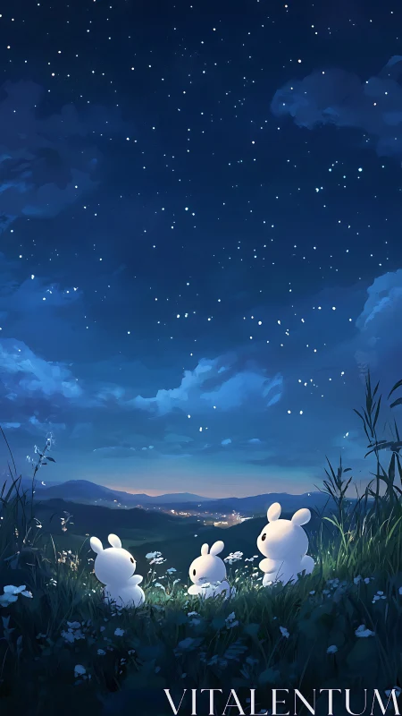 Nocturnal meadow rabbits under luminant stratified starlight.