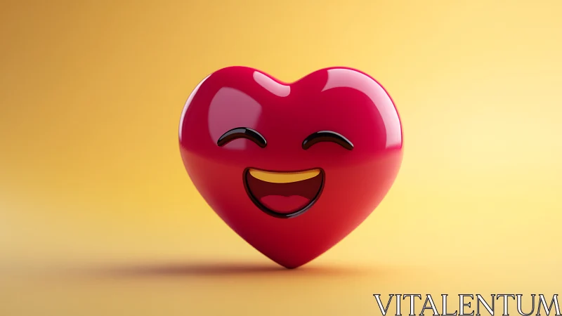 Happy Heart Character with Joyful Expression on Warm Background