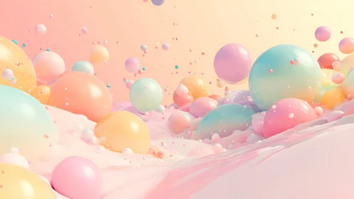 Soft pastel bubbles drifting through a playful dreamscape.