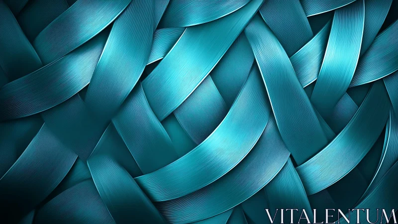 Abstract braided teal ribbons in modern digital art style.