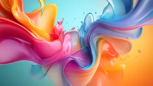 Digital painting of fluid chromatic ribbons in dynamic motion.