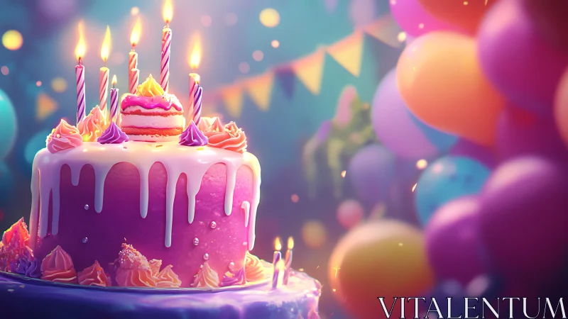 Enchanted Birthday Cake Glows with Vibrant Magic and Celebration.