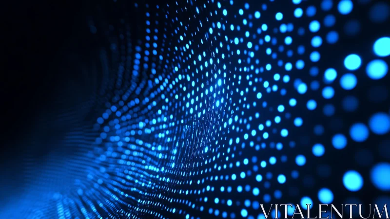 Abstract wave of glowing blue dots in digital futuristic style.