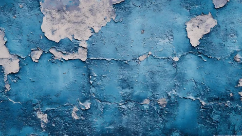 Weathered blue painted wall with peeling texture, grunge style.