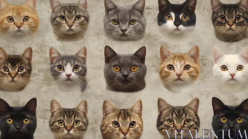 Grid Composition of Cat Portraits in Varied Colors.