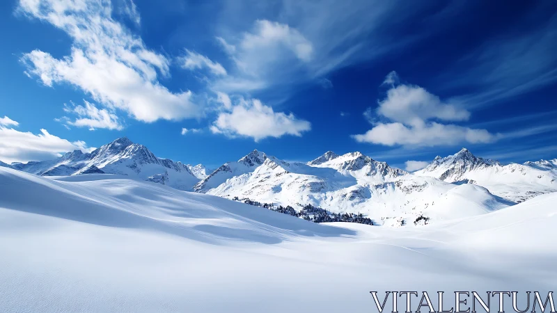 High-altitude alpine ridge with fresh wind-carved powder snow
