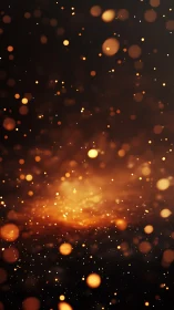 Bokeh light particles dispersed across dark atmospheric space