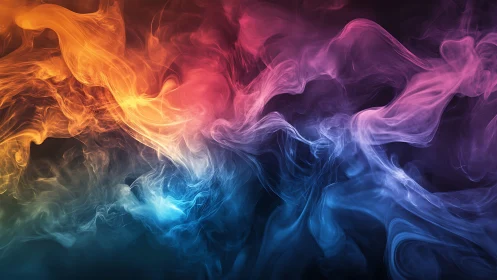 Vibrant swirling clouds of multicolored abstract smoke art