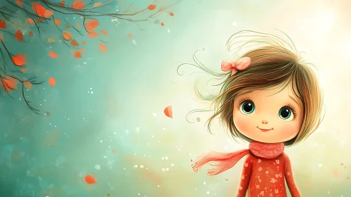 Juvenile Female Character Digital Illustration: Teal-Orange Chromatic Palette