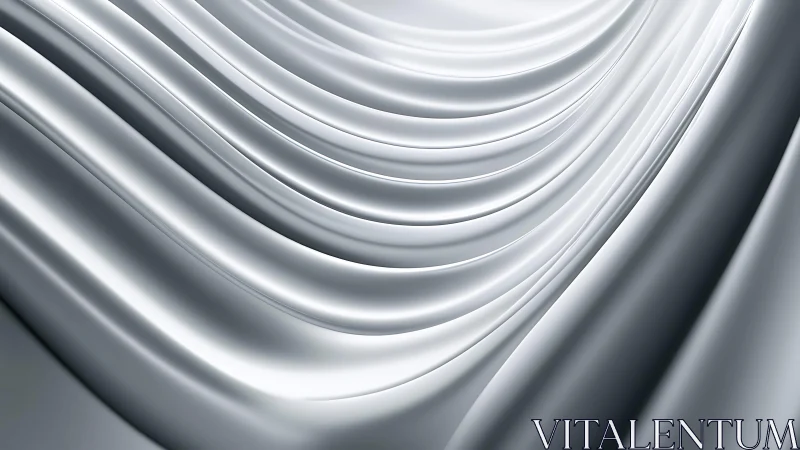Smooth Silver Abstract Waves with Metallic Glossy Finish.