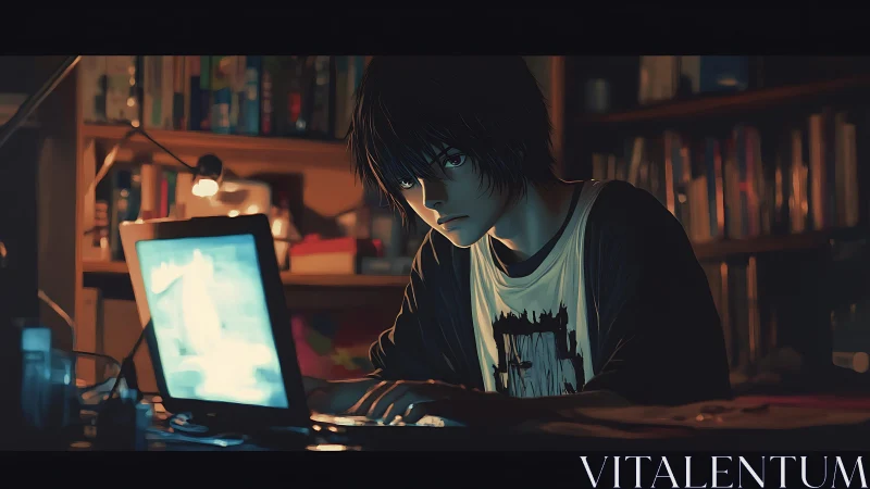 Midnight coder bends neon light into quiet rebellion