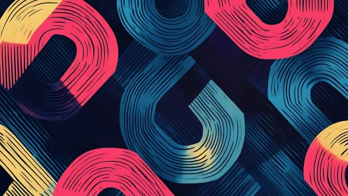 Curved neon strokes form looping abstract geometric paths.