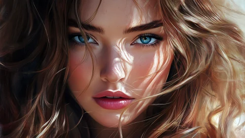 Gently sunlit portrait celebrates bright eyes and loose curls