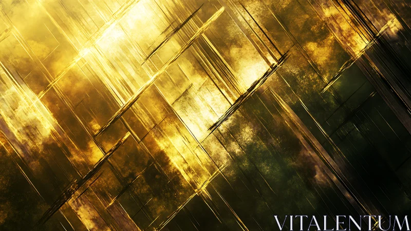 Abstract golden geometric pattern with textured light effects.