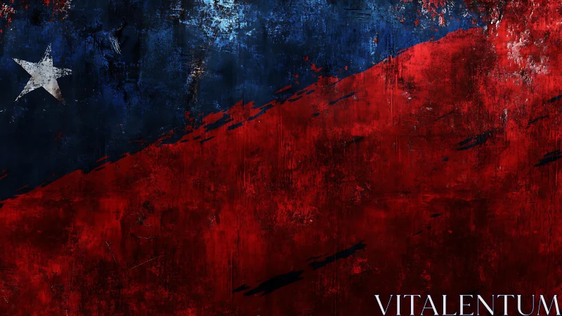 Grunge Chilean Flag Art with Bold Blue, Red, and White Star.