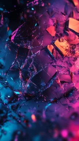 Shattered neon glass drifting through soft electric night.