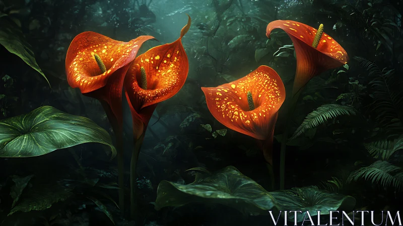 Luminescent Anthuriums in Tropical Undergrowth: Digital Floral Rendering