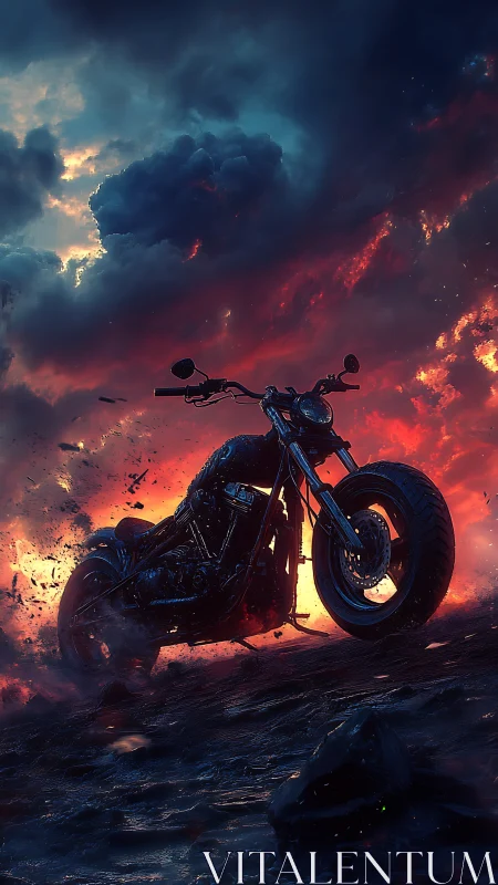 Firestorm motorcycle carves a molten path through storm skies