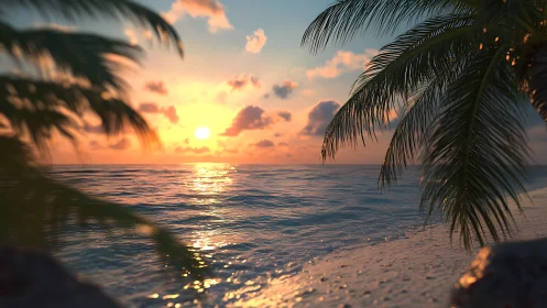 Physically based tropical shoreline rendering at low solar angle.