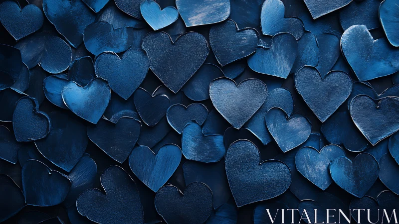 Multiple Blue Heart Shapes Arranged on Dark Surface