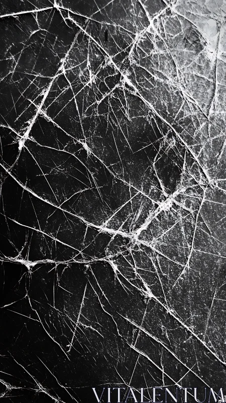 Fractured monochrome surface with chaotic linear webbing.