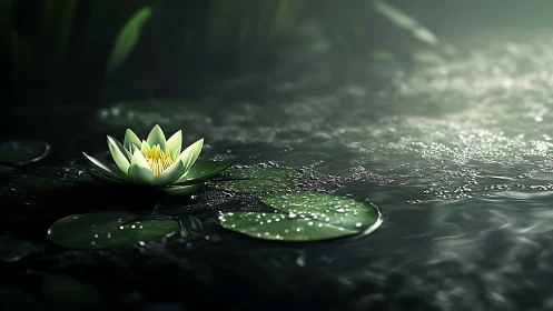 Moonlit lily drifts on whispering pond of silver hush.