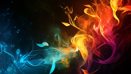 Luminescent Energy Flows: Cyan and Gold Abstract Digital Rendering.