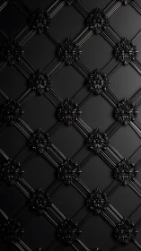 Black baroque wall panels form diamond lattice relief pattern.