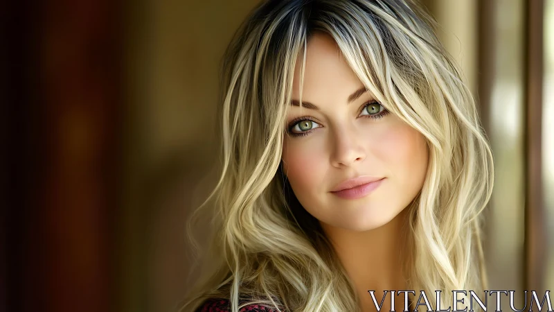 Soft-focus portrait of blonde woman in gentle window light.
