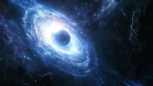 Rotating cosmic vortex encircles dark planet in deep space