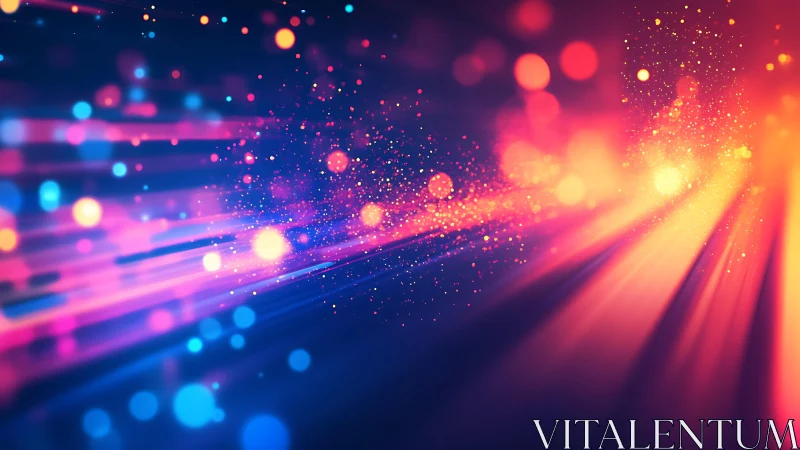 Abstract digital light burst with vibrant neon bokeh effect.