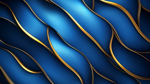 Gleaming golden ribbons drift gently across deep blue waves