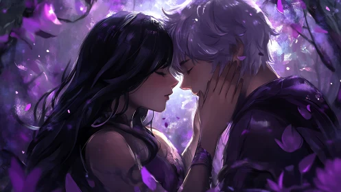 Luminous Romance Beneath Purple Ethereal Light