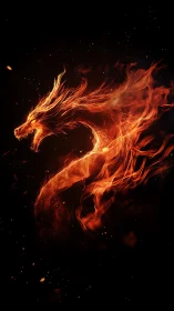 Blazing ember dragon curls into a question of fire.