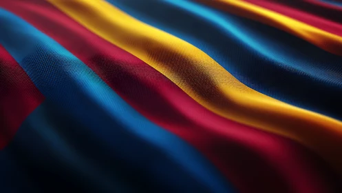 Velvet waves of red, blue and gold in luminous motion.