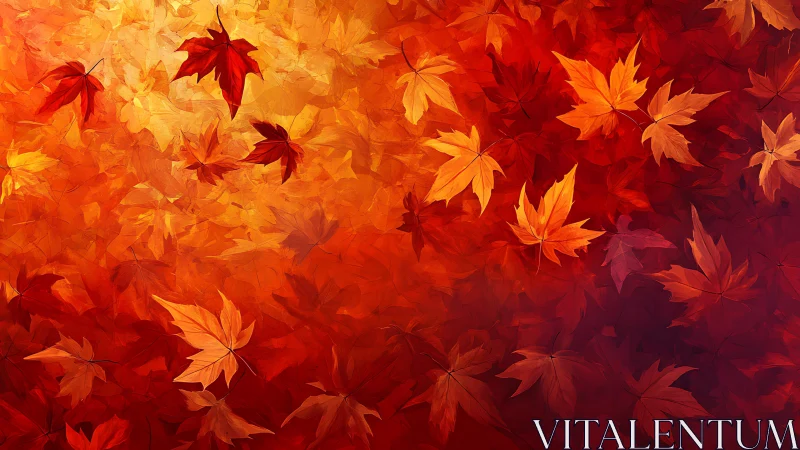 Layered maple foliage forms dense autumn gradient with warm bokeh