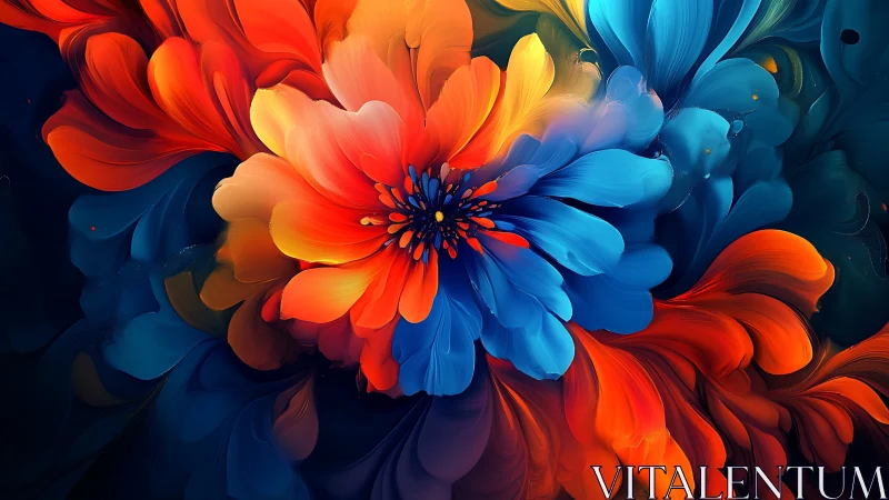 Radial macro blossom rendered in high saturation digital gradients