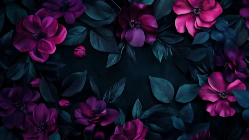 Magenta Blooms Dance Across Dark Velvet Foliage